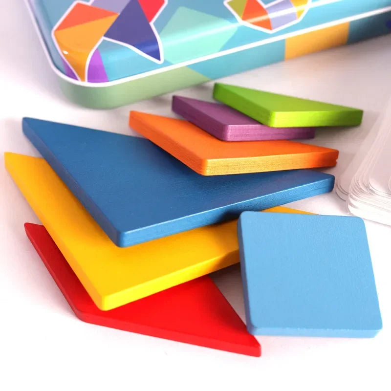 3D Wooden Pattern Animal Jigsaw Puzzle Colorful Tangram Toy Kids