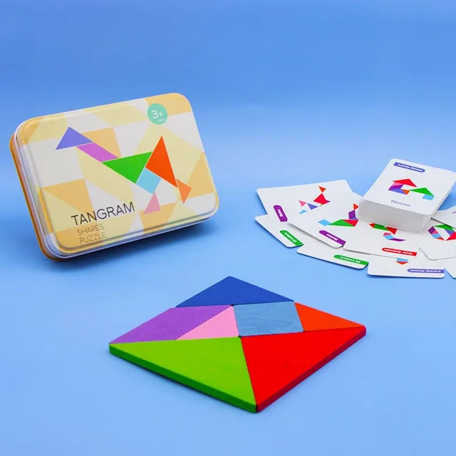 3D Wooden Pattern Animal Jigsaw Puzzle Colorful Tangram Toy Kids