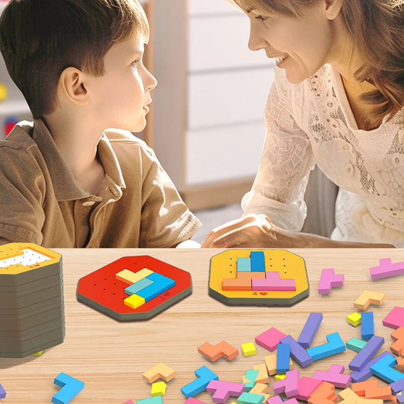 Children Tangram Jigsaw Puzzle Toy Geometry Colorful Logical Thinking