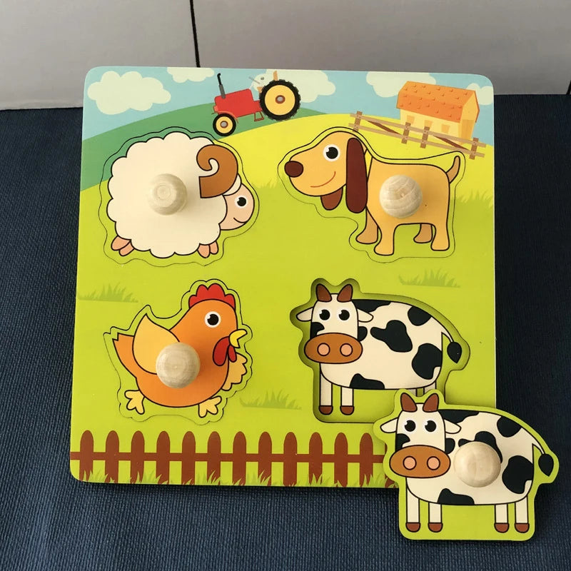 Kids Wooden Animal Jigsaw Puzzle for Children Montessori Early