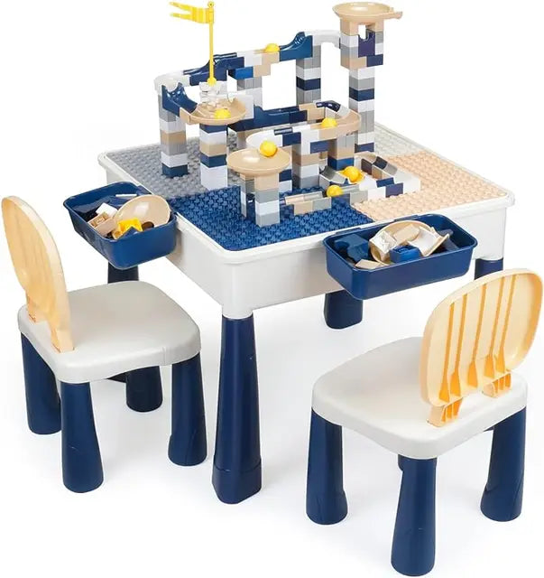 GobiDex All-in-One Kids Table and Chairs Set with 100PCS Marble Run