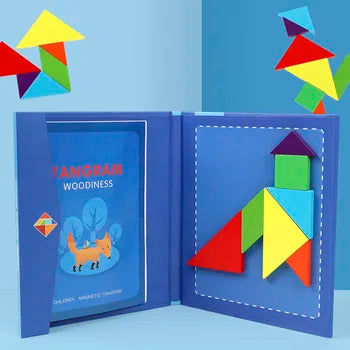 Hot Magnetic Jigsaw Puzzle 3D Geometric Shapes Tangram Board Kids