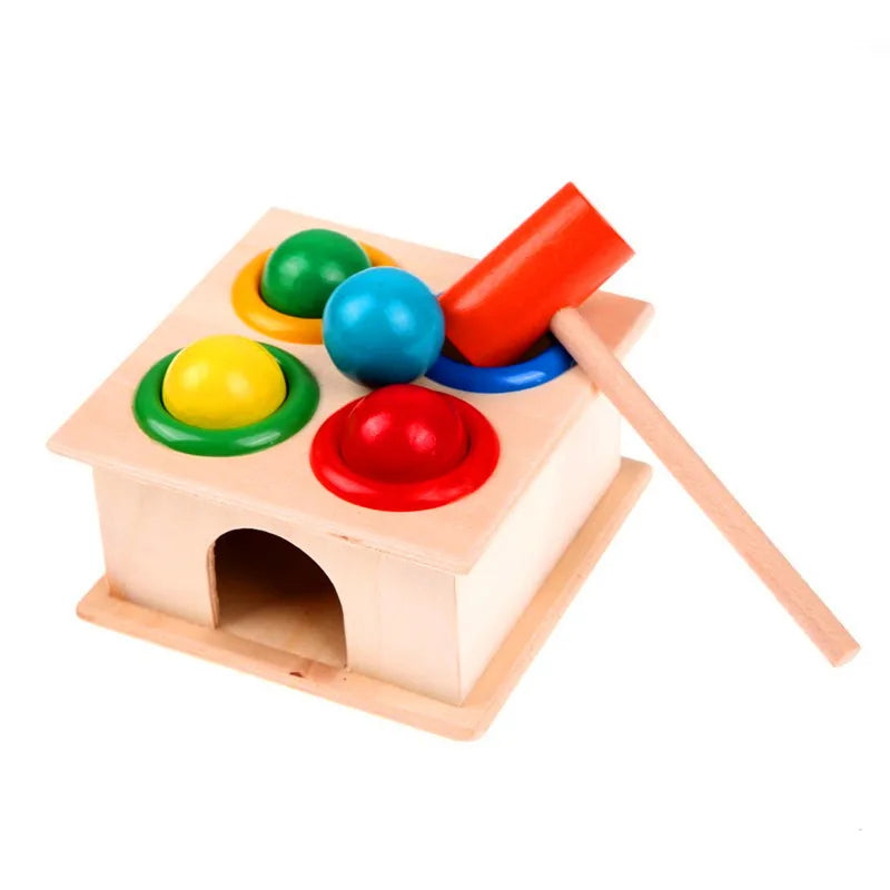 Baby Educational Toy Wooden Ball Hammer Box Children Fun Playing